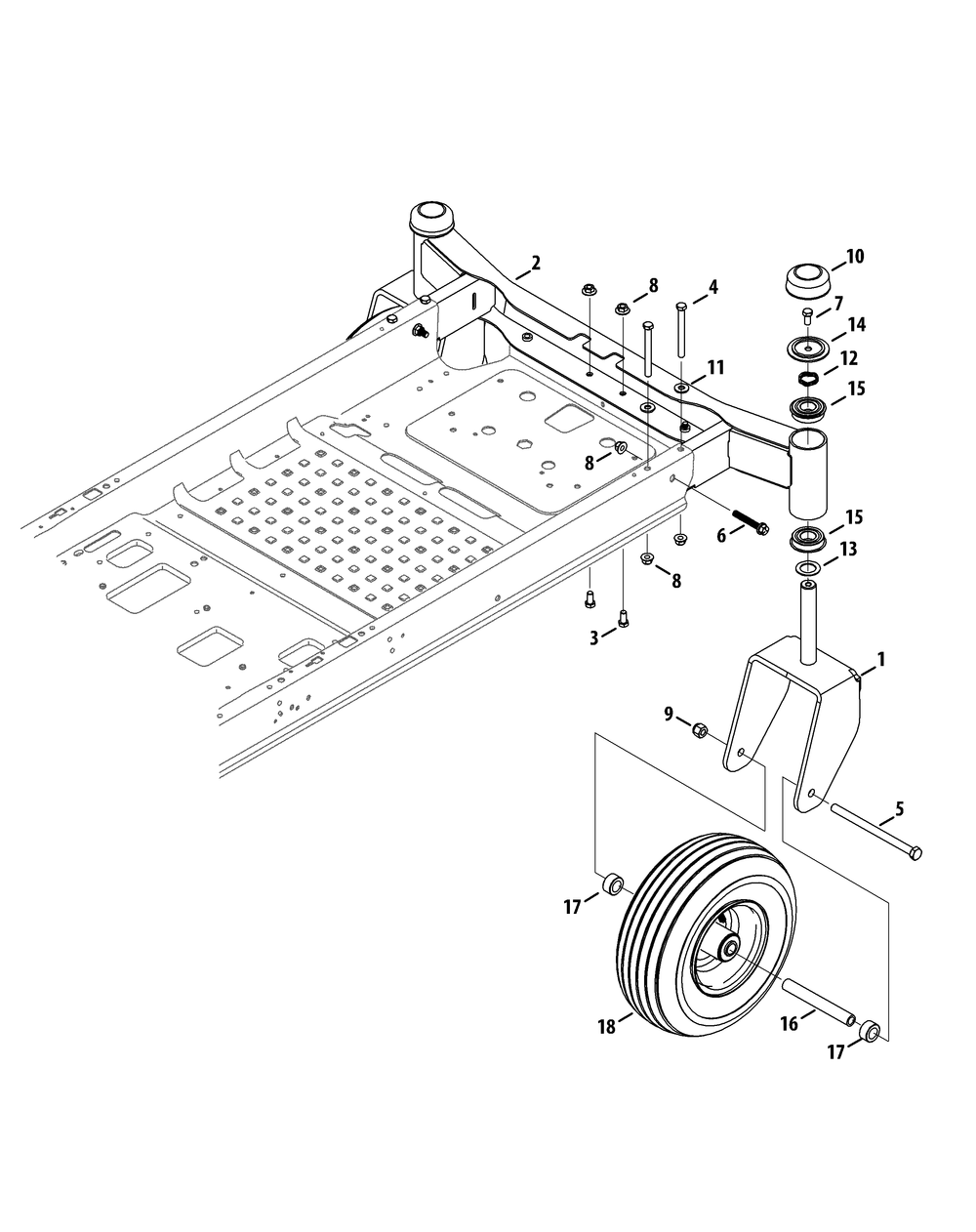 Front Axle Diagram and Parts List for Z-FORCEL60 (17ASDALD010)(2014) Cub Cadet Lawn Tractor